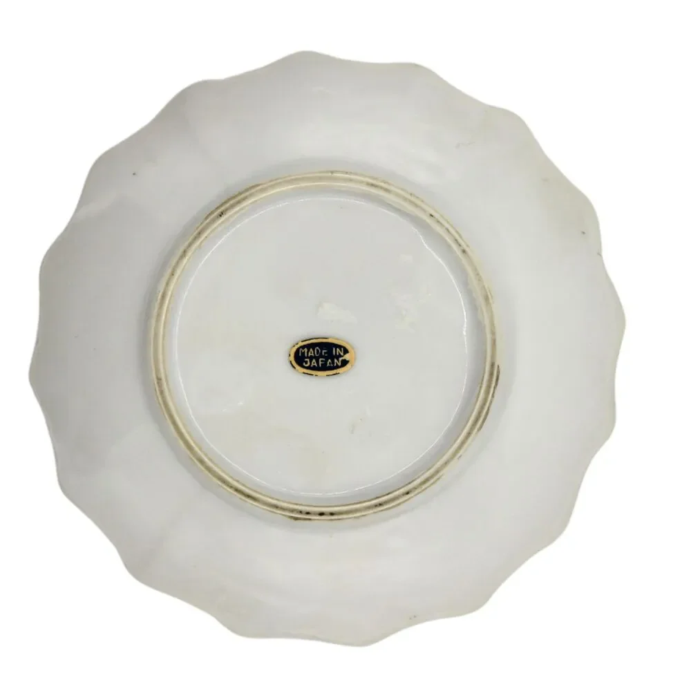 Vintage Porcelain Lord's Prayer Mini Plate from Japan Gold Trim Scallop Edge